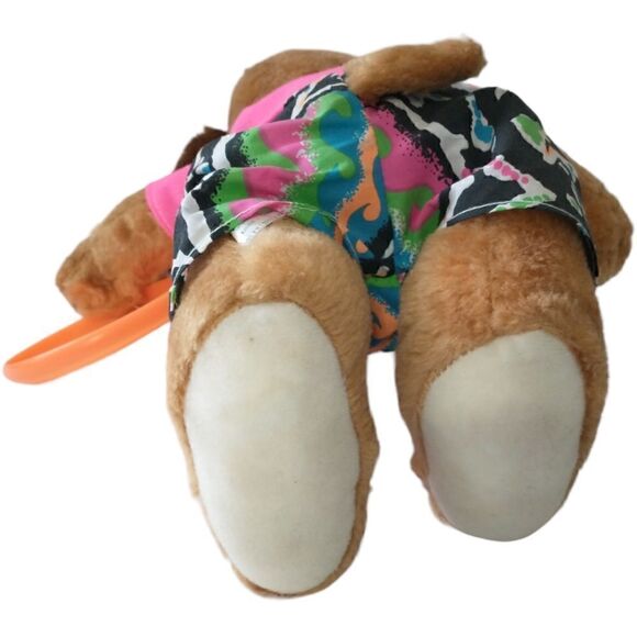 Frisbee Dog Stuffed Animal Plush Neon Promotional Pmi Toys Kransco Wham O 1991. - Picture 11 of 16